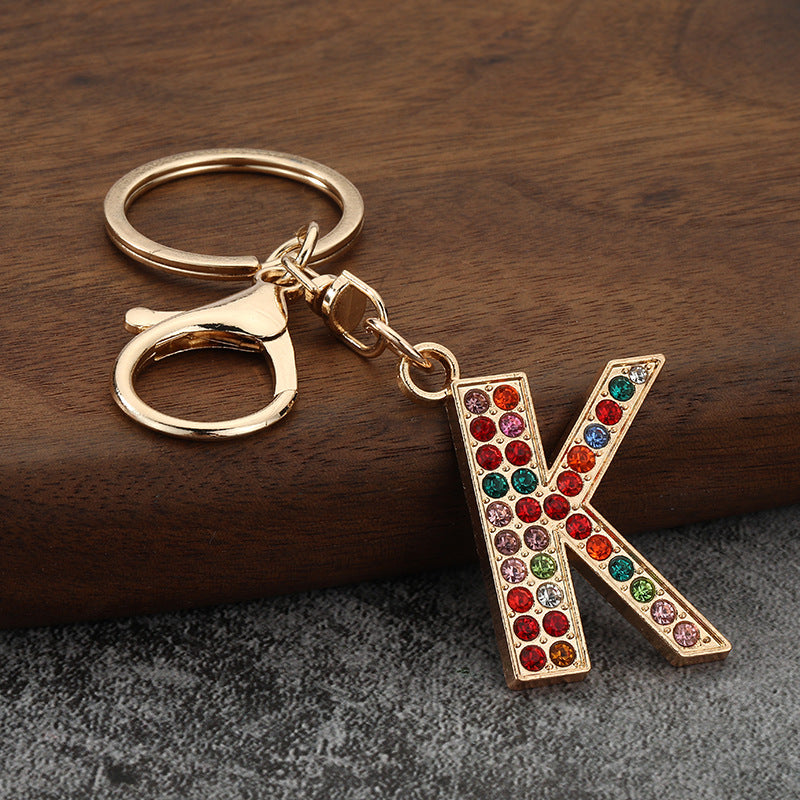 Colorful Rhinestone Letter Keychain Alphabet Bag Charm for Initials