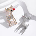 Gold Tone Silver Tone Christmas Reindeer Crystal Two Designs Metal Brooch Pin view 4