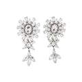Silver Crystal Pearl Flower Necklace And Drop Earrings view 5