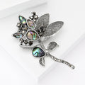 Silver Tone Floral Branch Brooch With Iridescent Shell Effect view 2