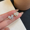 Heart Ear Cuff With Clear Stones in Silver and Gold Tone view 2