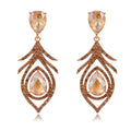 Gold Tone Silver Tone Green Teardrop Openwork Five Designs Metal Dangle Earrings view 9