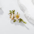 Green Yellow Gold Tone Flower Metal Brooch Pin for Jackets and Lapels view 5
