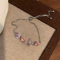 Silver Pink Zircon Butterfly Geometric Slider Bracelet view 6