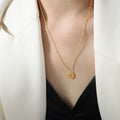 Gold Open Sunburst Circle Pendant Necklace Fine Chain view 6