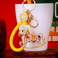 Crystal Rocking Horse Keychains with Colorful Braided Wrist Straps view 4