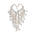 White Floral Cascade Long Tassel Ear Hook Earrings view 5