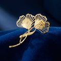 Openwork Double Flower Stem Brooch in Gold or Silver Tone view 3