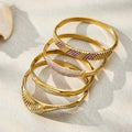 Zircon Pave Stainless Steel Hinge Bangles Gold Or Steel view 3