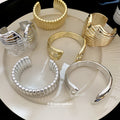 Metal Smooth Textured Open Bangles Gold Silver 6 Styles view 3