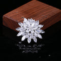 Clear Zircon Snowflake Flower Brooch Gold or Silver view 4