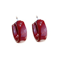 Chunky Glossy Hoop Earrings in Pink and Red Fashion Jewelry view 5