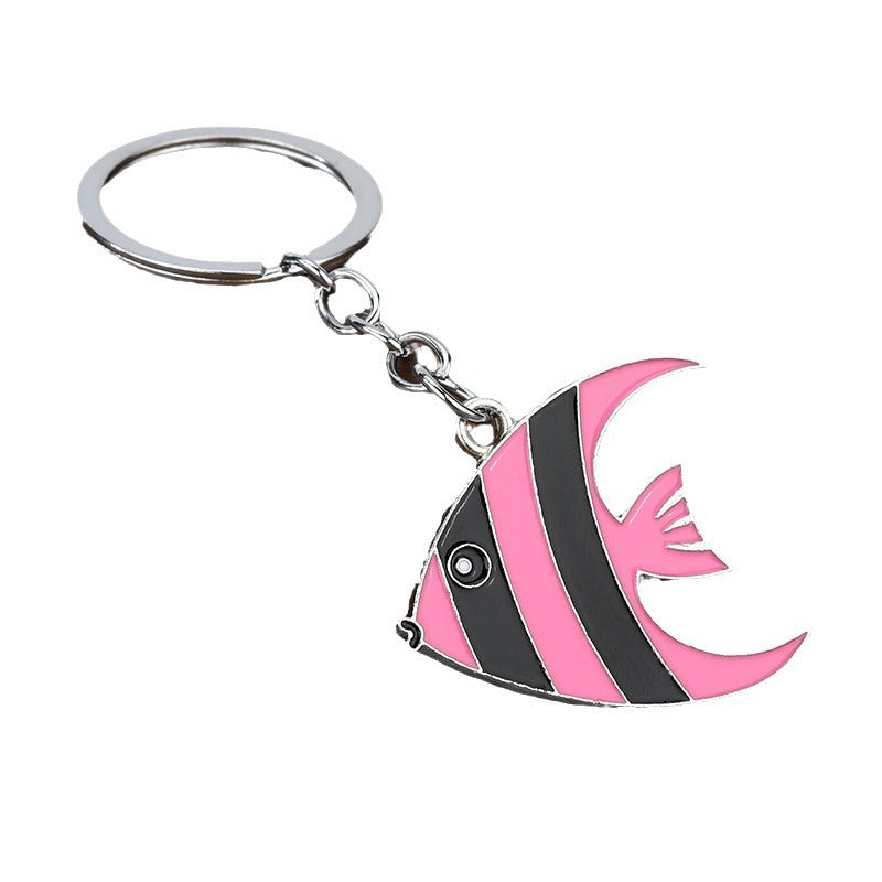 Colorful Striped Tropical Fish Alloy Keychain Pendant Accessory
