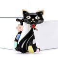 Black White Enamel Cat Flower Brooch Pin Two Colors view 4
