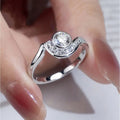 Clear Swirl Stone Ring in Silver-Tone Metal Jewelry view 5