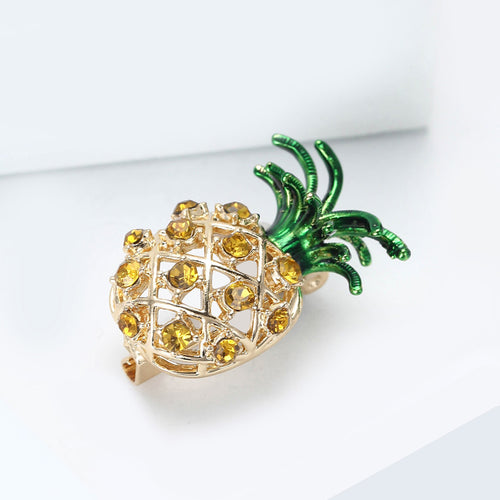 Yellow Crystal Pineapple Brooch styled product view