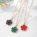 Gold Chain Five-Petal Enamel Flower Pendant Necklace 3 Colors view 1