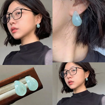 Glossy Curved Resin Stud Earrings in Four Colors Decorative Jewelry