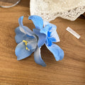 Fabric Orchid Flower Duckbill Hair Clips Blue Red Single view 6