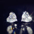 Silver Tone Clear Heart Stud Earrings Twin Pear Stones view 2