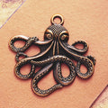 Large Detailed Octopus Metal Pendant Charm For Jewelry Making view 2
