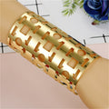 Gold Tone Wide Openwork Cuff Bracelets in Nine Geometric Designs view 5