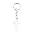 Silver Tone Outline Cross Keychain With Organza Bag And Tag Option view 5