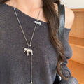 Horse Pendant Long Necklaces in Three Color Styles view 3