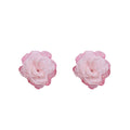 Chiffon Fabric Rose Flower Stud Earrings Pink Mint view 5