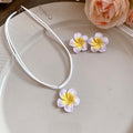 Plumeria Flower Cord Pendant Necklaces Five Color Styles view 7
