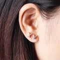 X Shape Clear Pave Stud Earrings Three Metal Tones view 3