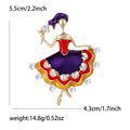 Dancing Woman Brooch with Colorful Enamel Dress and Clear Crystals view 7