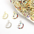 Rhinestone Moon and Star Pendant Charms in Four Styles view 1