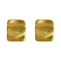 Brushed Square Wavy Stud Earrings Gold and Silver Styles view 5