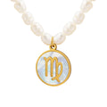 Pearl Strand Zodiac Disc Pendant Necklace Gold Shell Inlay view 5