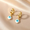 Gold Tone Colorful Evil Eye Huggie Drop Earrings in Seven Colors view 10