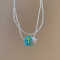 Layered Beaded Floral Pendant Necklaces in Two Colorways view 6