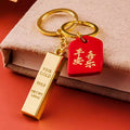 Gold Bar Keychains with Chinese Plaques and Loose Braided Loop Options view 4