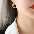 Gold and Silver Open Hoop Earrings with Clear Zircon Accents view 4