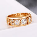 Mixed-Cut Bezel Clear Stone Wide Ring In Polished Gold Tone view 3