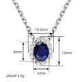 Silver Blue Oval Halo Pendant Necklace Drop Earrings view 4