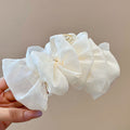 Sheer Mesh Ruffle Petal Shark Clip Hair Claw 2 Colors view 7