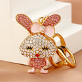 Jeweled Bow Ear Rabbit Keychains in Four Colors with Braided Loops view 6