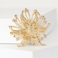 Pearl Center Starburst Flower Brooch in Gold or Silver Tone view 3