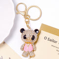 Rhinestone Bear Keychain Enamel Vest Gold Clasp Four Colors view 2