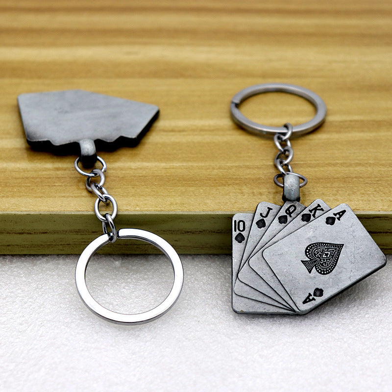 Creative Playing Card Alloy Keychain Lucky Card Pendant
