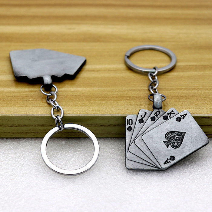 Creative Playing Card Alloy Keychain Lucky Card Pendant