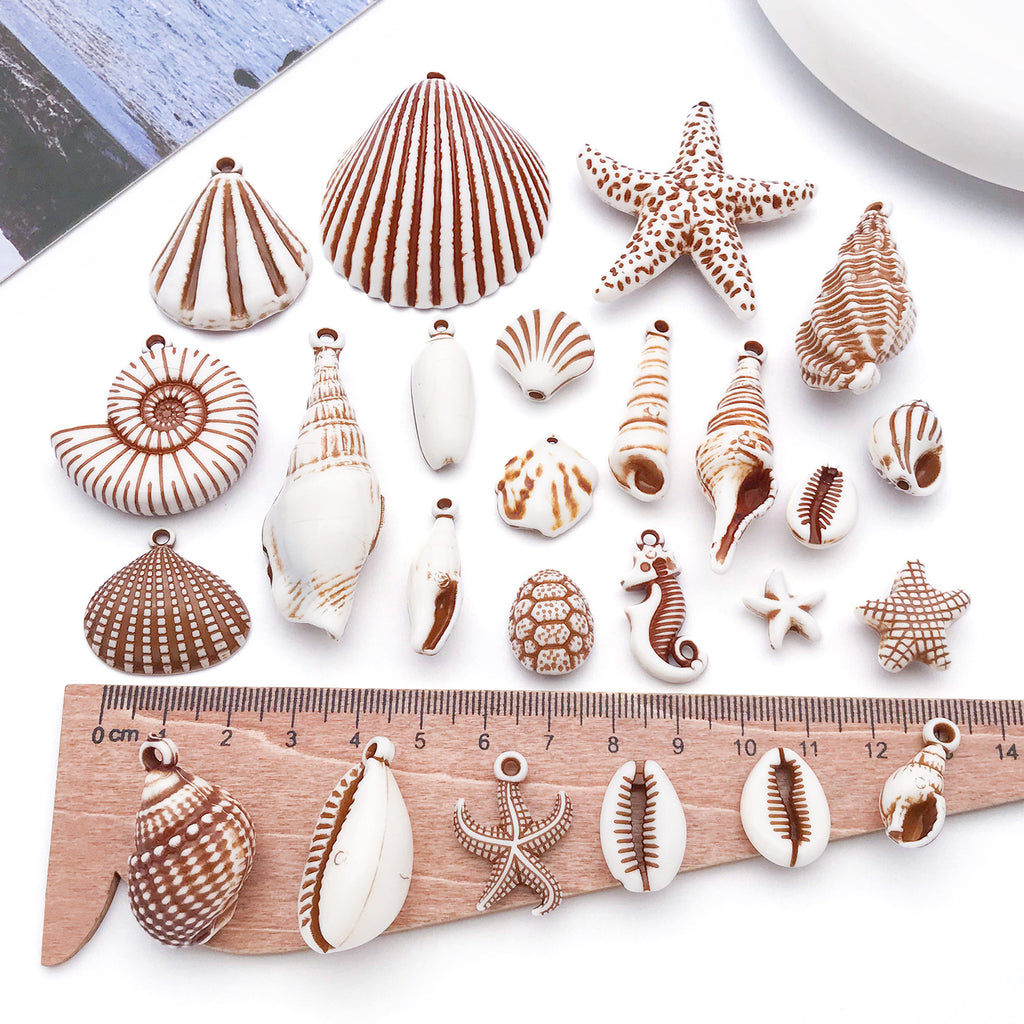 Acrylic Scallop Shell Shell Conch Starfish Charm Pendants