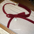 Red Velvet Bow Pearl Choker Necklace Decorative Jewelry Design view 2