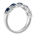 Deep Blue Round Stone Five-Cluster Ring In Silver Tone view 3